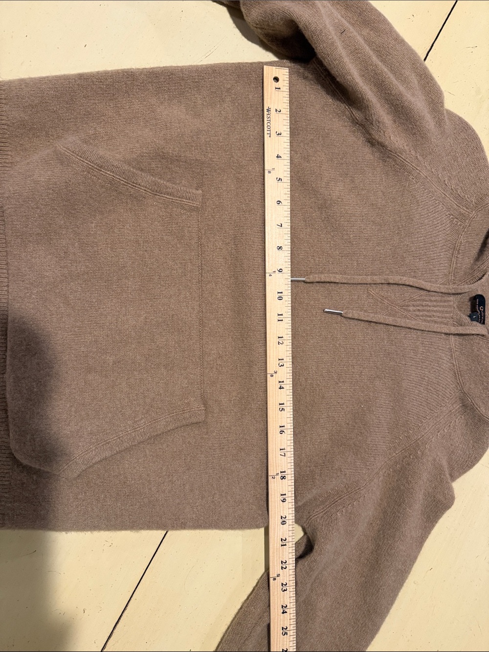 Quince Men's Camel Crewneck Hoodie Sweater - Picture 4 of 6